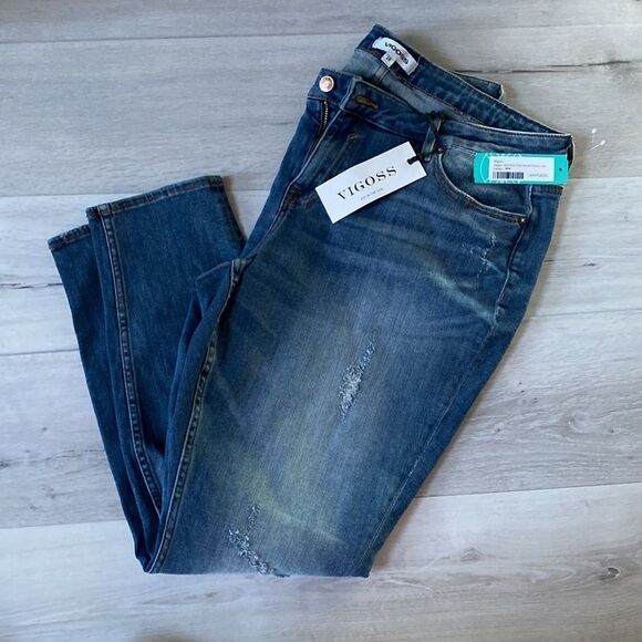 VIGOSS Jagger Mid Rise Distressed Skinny Jeans Indigo 18W nwt Stitch Fix - Picture 7 of 9